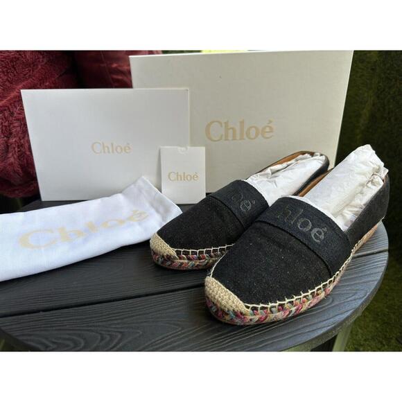 LKNW Chloe Black Canvas PIIA FLAT ESPADRILLE EU 40 / US 10 (more like a 9)
